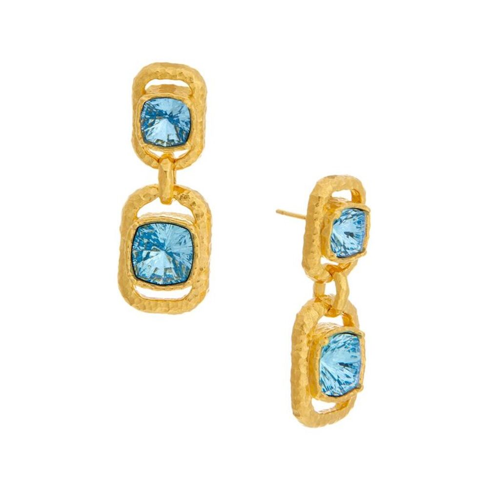 Oscar De La Renta Rectangle Crystal Double Drop Earrings